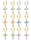 Fashion Color Silver Color Copper Cross Earrings With Fancy Diamonds