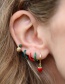 Fashion Green Metal Dripping Round Earrings
