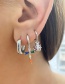 Fashion Silver Color Metal Diamond-studded Ladybug Earrings
