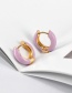 Fashion Pink Geometric Round Oil Drop Earrings