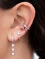 Fashion Silver Color Metal Inlaid Opal Geometric Earrings