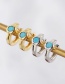 Fashion Gold Color Copper Inlaid Blue Zirconium Geometric Earrings