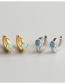 Fashion Silver Color Copper Inlaid Blue Zirconium Geometric Earrings
