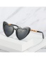 Fashion Black Frame Gray Piece Gold Color Chain Peach Heart Lens Chain Temple Sunglasses