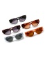 Fashion Leopard Frame Double Tea Slices Cat-eye Sunglasses With Hollow Temples