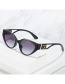 Fashion White Frame All Gray Film Cat-eye Sunglasses With Hollow Temples
