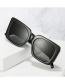 Fashion Black Frame All Gray Film Pc Large Frame Diamond Wide-leg Sunglasses