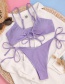 Fashion Purple V-neck Pit Strip Lace Top V-shaped Split Swimsuit