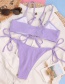 Fashion Purple V-neck Pit Strip Lace Top V-shaped Split Swimsuit