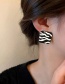 Fashion Black And White Alloy Zebra Pattern Square Earrings