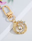 Fashion Gold Color Coloren Drops Of Oil White Eye Drops 7 Alloy Diamond-studded Geometric Eye Keychain