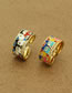 Fashion Blue And White Ring Alloy Painted Eyes Open Ring