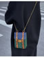Fashion Blue Crossbody Bag With Rhombus Lock Double Belt Buckle