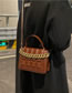 Fashion Khaki Pu Grid Embroidery Thread Thick Chain Portable Messenger Bag