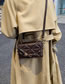 Fashion Dark Brown Pu Diamond Embroidery Thread Chain Portable Messenger Bag