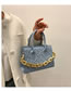 Fashion Khaki Pu Geometric Cross Embroidery Thread Thick Chain Portable Messenger Bag
