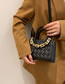 Fashion Black Pu Geometric Cross Embroidery Thread Thick Chain Portable Messenger Bag