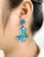 Fashion Blue Christmas Tree Dinosaur Christmas Dinosaur Acrylic Glitter Earrings