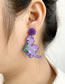 Fashion Purple Christmas Tree Dinosaur Christmas Dinosaur Acrylic Glitter Earrings