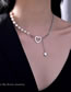 Fashion Silver Color Titanium Steel Love Heart Pearl Stitching Necklace