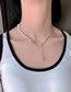 Fashion Silver Color Titanium Steel Love Heart Pearl Stitching Necklace