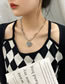 Fashion Silver Color Titanium Steel Heart Checkerboard Necklace