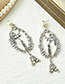 Fashion Silver Alloy Diamond Hollow Fishbone Earrings