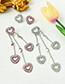 Fashion Silver Alloy Diamond Love Heart Tassel Asymmetrical Earrings