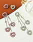 Fashion Silver Alloy Diamond Love Heart Tassel Asymmetrical Earrings