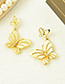 Fashion White Alloy Oil Drop Diamond Hollow Butterfly Stud Earrings