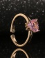 Fashion Pink Gold-plated Copper Ring With Heart Diamonds