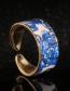 Fashion F Bronze Oil Blue And White Porcelain Ring