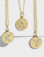 Fashion Z (golden) Copper Inlaid Zirconium Round 26 Letter Medal Necklace