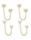 Fashion Love Copper Diamond Love Heart Chain Tassel Stud Earrings