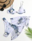 Fashion Blue Three-piece Swimsuit With Split Print