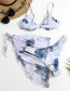 Fashion Cyan Three-piece Swimsuit With Split Print