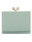 Fashion Green Lingge Embroidery Thread Pearl Clip Wallet
