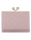 Fashion Pink Lingge Embroidery Thread Pearl Clip Wallet