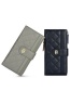 Fashion Blue Diamond Embroidery Thread Multi-card Position Zipper Long Wallet