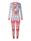 Fashion Ladies Om9773 Christmas Print Long-sleeved Trousers Parent-child Pajamas Set