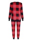 Fashion Ladies Om9775 Christmas Printed Checkered Top And Trousers Pajama Set