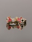 Fashion Cyan Copper Inlaid Zirconium Drip Oil Palm Eye Ear Ring