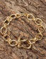 Fashion D Gold Color Spring Buckle Copper Diamond Horseshoe Buckle Geometric Thick Chain Bracelet