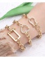Fashion F Gold Coloren Turnbuckle Copper Diamond Horseshoe Buckle Geometric Thick Chain Bracelet