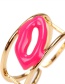 Fashion Rose Red Copper Drip Oil Lip Print Ring