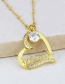 Fashion Gold Color Gold-plated Copper And Zirconium Heart-shaped Letter Necklace
