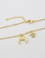Fashion Gold Color Copper Inlaid Zirconium Crescent Star Necklace