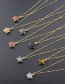 Fashion 4# Metal Five-pointed Star Natural Stone Necklace