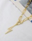 Fashion Gold Color Gold-plated Copper And Zirconium Lightning Necklace