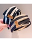 Fashion Coffee Khaki Stripes Letter Label Striped Bow Headband